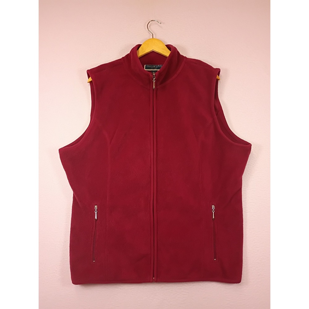 Gorpcore Karen Scott Sport‎ Women XL Burgundy Fleece Full Zip Mock Neck Vest